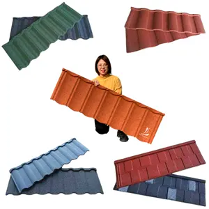 Chinese Wholesale Aluminum Metal Stone Chip Roofing Tile Color Metal Roof Tile,Ghana Low Cost Stone Coated Roof Tile Metal