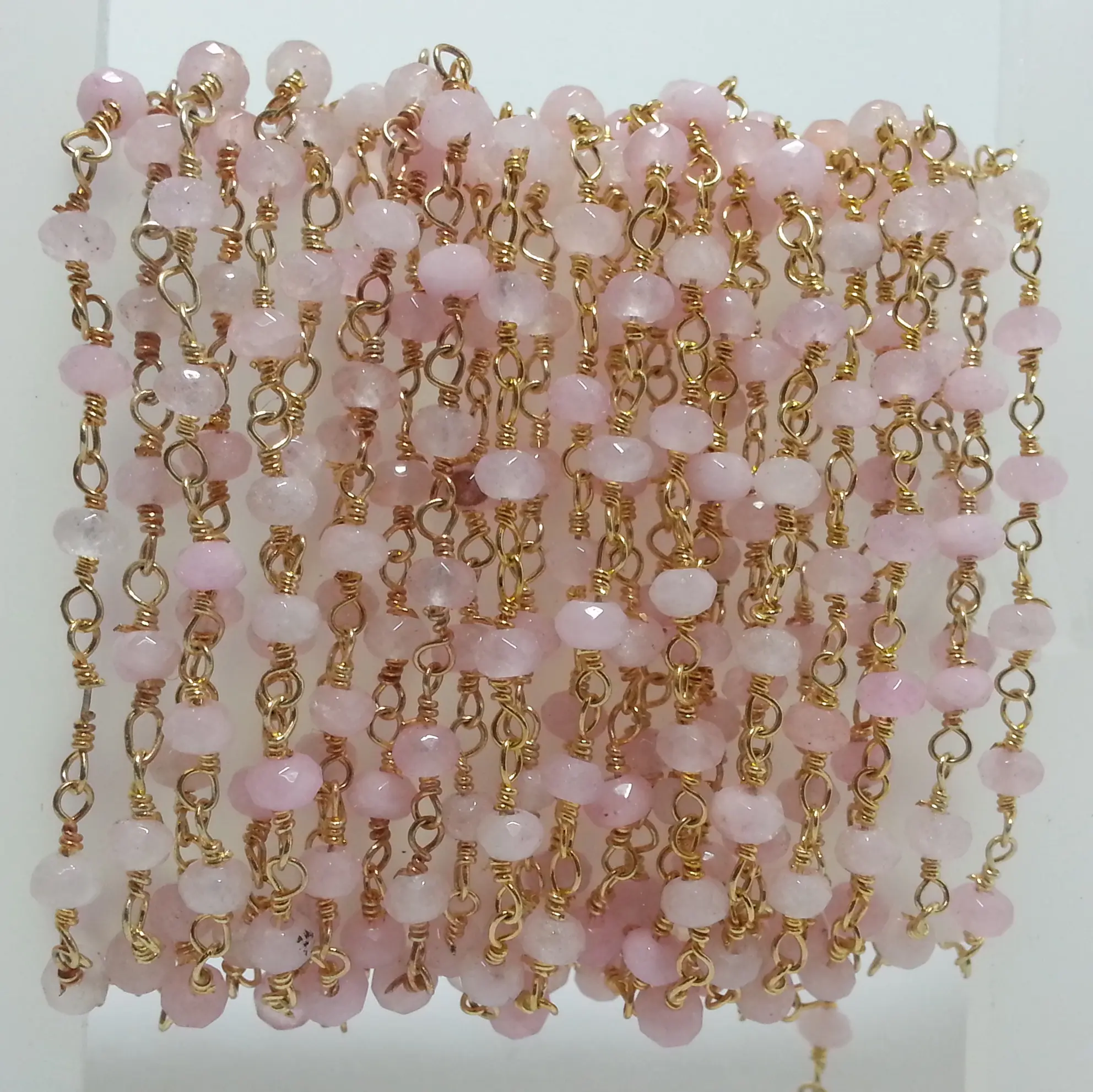 4mm Natural Rose Quartz Gemstone Beaded Rosary Chain Buy Online Now from Stones Manufacturer at Wholesale Dealer Price