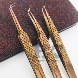 Pince à épiler d'extension de cils professionnelle en acier inoxydable de haute qualité Anti-magnétique Durable vison poignée en diamant à faible quantité minimale de commande - Product Image 1