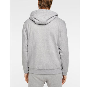 Grey Coat Pant Slim Fashion <b>Men's</b> Jogging 2 Piece Pullover pockets Workout Sportswear Zipper Cotton Fleece Tracksuit - Product Image 2