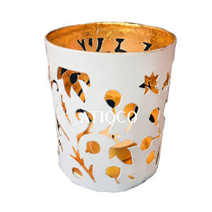 Votiva de hierro de oro blanco con grabado DP Otros géneros Candelabros Faroles Tarros de velas - Product Image 1