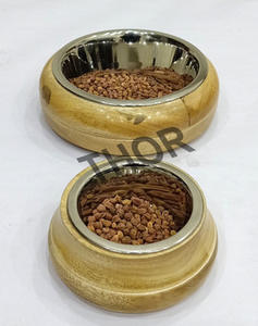 Stainless Steel <b>Raised</b> <b>Dog</b> Food Natural Wooden Base Steel <b>Bowls</b> <b>Bowl</b> Pet Feeding Non-Spill Design Set off 2 - Product Image 5