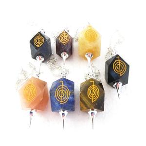 หินโมราธรรมชาติ Dowsing ลูกตุ้มแกะสลักคริสตัลเรกิธีมฮวงจุ้ยสำหรับงานฝีมือหินกึ่งมีค่า - Product Image 1