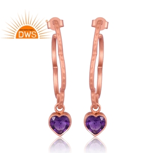 Fabricant de bijoux de boucles d'oreilles en argent sterling avec améthyste naturelle - Product Image 2