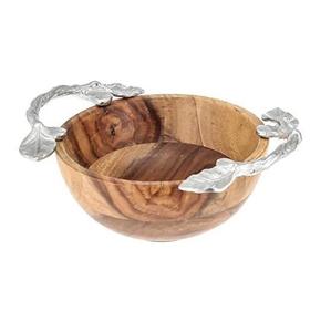 Cuenco de madera de mango de primera calidad con asas de aluminio crudo, ensaladeras y tazones para servir alimentos para el hogar y el restaurante - Product Image 1