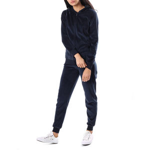 Ensemble de survêtement en velours pour femmes, coupe ajustée, hiver, jogging, combinaison, yoga, respirant, antibactérien, motif uni - Product Image 1