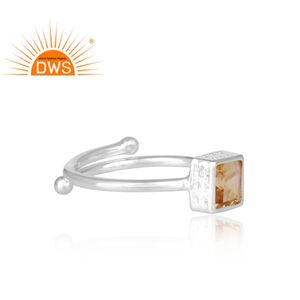 สแควร์ตัดธรรมชาติซิทรินแหวนพลอยเครื่องประดับผู้ค้าส่งออกแบบ925เครื่องประดับเงินสเตอร์ลิงผู้จัดจำหน่าย - Product Image 3