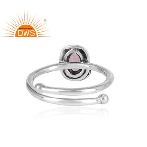 Natural Pink Topaz Oval Shape Gemstone <b>Ring</b> Wholesaler 925 Sterling Oxidized <b>Indian</b> Designer Silver <b>Ring</b> Jewelry Supplier - Product Image 4