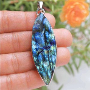 <b>Sterling</b> <b>Silver</b> Jewelry Set Druzy Bar Necklace Gemstone <b>Bead</b> <b>Bracelet</b> Roller Bottles Spectrolite Including Pendants Charming - Product Image 6