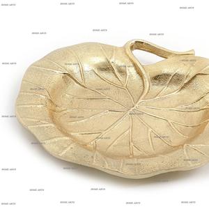 Fantastic Design Leaf Shape <b>Dessert</b> Tray In Aluminium Gold Color Snacks Dates Serving Tray For Home Usage - Product Image 6