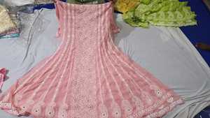 Atiyalibas Designer Doux Confortable Chikankari Avant Jaal Broderie Motif Floral 100% Coton Mousseline De Soie Travail À La Main - Product Image 5