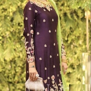 ATIYA LIBAS Exclusivo indio/pakistaní gasa larga Kurta Fit Flare silueta para vestido de fiesta de boda estilo de calle alta - Product Image 1