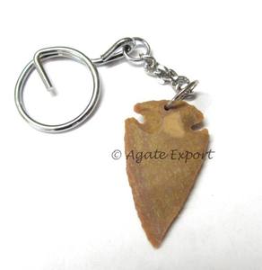 Porte-clés en agate en forme de pointe de flèche Troisième Œil |   Vente en gros de porte-clés décoratifs pour la maison, sculptés et gravés - Product Image 1