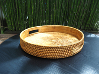 Rundes Rattan-Tee tablett, Rattan-Frühstücks tablett, Rattan-Korb tablett 100% hand gefertigt