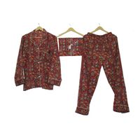 Ensemble de pyjama en soie élégant à motifs floraux, imprimé en bloc, doux, pour le printemps, l'été et l'automne, manches longues, cadeau pour elle