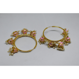 Aretes de Aro de Latón con Acabado Mate Dorado, Estilo Meenakari, para Fiestas, Última Moda, para Niñas y Mujeres - Product Image 2