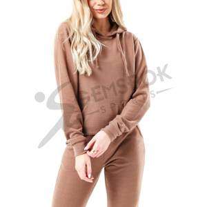Conjunto de chándal con capucha y pantalón corto para mujer, conjunto de ropa interior de secado rápido y transpirable, de alta calidad, venta al por mayor, color marrón - Product Image 1