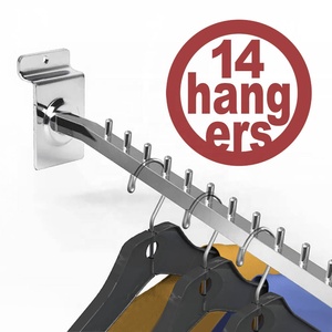 Sắt Kim Loại May mặc đá đen tường chủ với Chrome mạ bền slatwall <span class=keywords><strong>Hooks</strong></span> cho cửa hàng quần áo hiển thị - Product Image 1