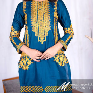 Tissu en coton pour femmes avec broderie fine, collection d'été Masoori pour vêtements indiens et pakistanais Kurta/Kurti - Product Image 2