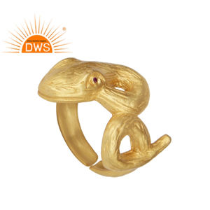 Anillo de circón rojo, venta al por mayor, diseño de serpiente antiguo, anillo de plata 925 chapado en oro, joyería, Colección delicada - Product Image 1