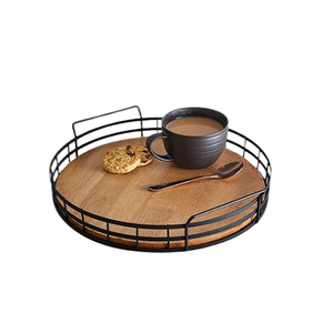 Juego de bandeja para servir té y café de madera y hierro de tres tamaños diferentes, bandeja de fechas de Chocolates para uso en la cocina - Product Image 3