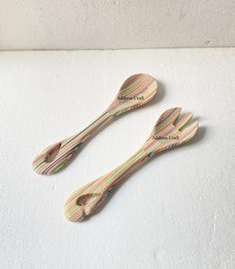 Multi-Color Wooden Salad Tool Vegetable <b>Serving</b> <b>Spoon</b> Set of 2-Pcs Wood Salad Server Set Kitchen Utensils <b>Serving</b> <b>Spoon</b> Fork Set - Product Image 3