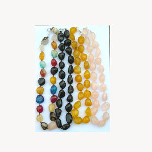 Collar Étnico de Cuentas de Ágata Facetada en Oro Rosa - Product Image 1