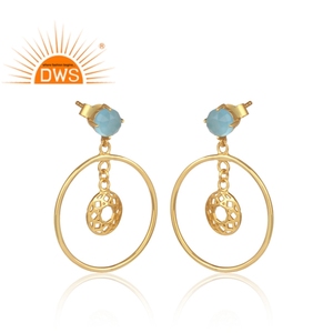 Boucles d'oreilles en argent Sterling pour femmes, fabricant de bijoux, pierres précieuses de calcédoine bleue naturelle, pendantes ethniques, meilleure vente - Product Image 2