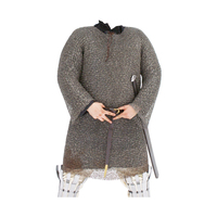 Cotte de mailles ronde à anneau solide riveté Hauberk Manches complètes Finition zink-Armure de mailles en acier doux La plus grande société de fabrication