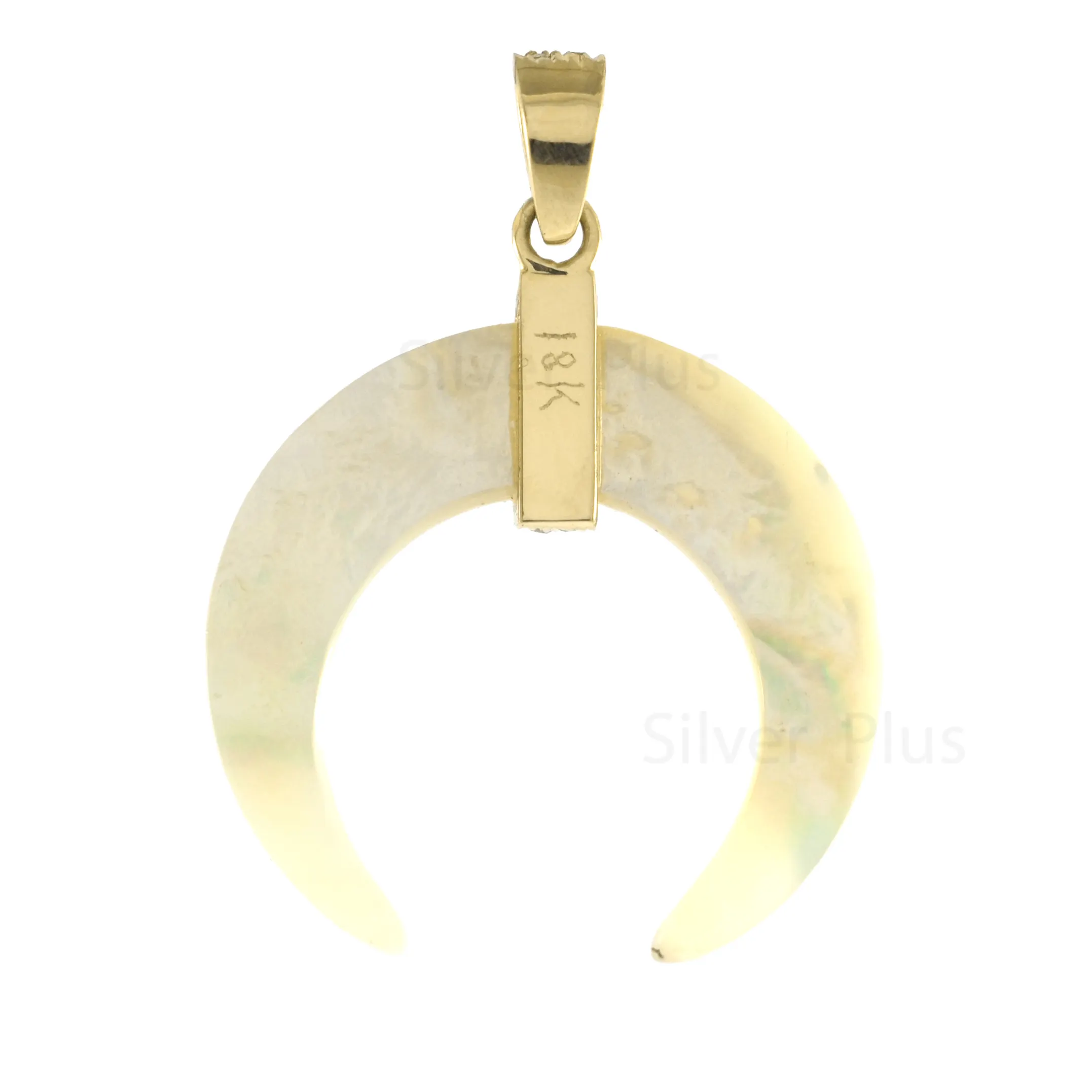 Solid 18K Yellow/Rose/White Gold Genuine Mother Of Pearl Gemstone Moon Pendant Gold Charm Jewelry Wholesale Supplier