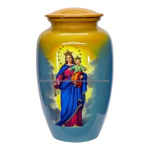 Fabricante de pájaro y verde paisaje de aluminio adultos barato cremación urnas para cenizas humanas foto urnas para las cenizas. - Product Image 3