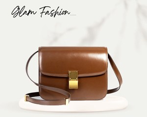 กระเป๋าสะพายข้างหนังทรงสี่เหลี่ยมเรียบง่าย,กระเป๋าถือหนังแท้กระเป๋าสะพายกระเป๋าถือหรูหรากระเป๋าเต้าหู้ - Product Image 1