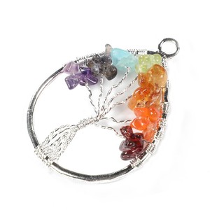 <b>Chakra</b> <b>Tree</b> Of Life Drop Pendant Online | <b>Chakra</b> <b>Tree</b> Of Life Drop Pendant for Sale - Product Image 1