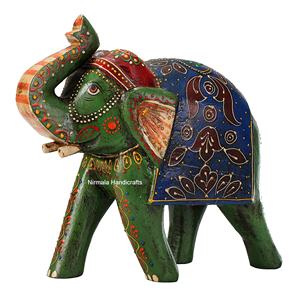 NIRMALA HANDICRAFTS, Artesanía en Madera Estilo Art Deco, Estatua de Elefante Hecha a Mano con Trabajo de Esmalte, Adorno Decorativo para Mesa de Hogar, Regalo - Product Image 2