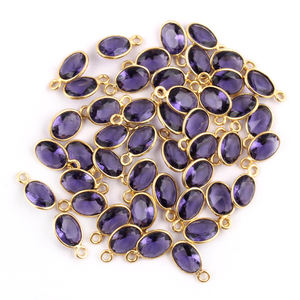 คอลเลกชันใหม่ขั้วต่อการประกันตัวแบบเดี่ยวรูปไข่ควอตซ์สีม่วงเหลี่ยมเพชรพลอยชุบทอง - Product Image 2