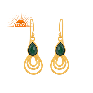 ต่างหูห้อยอัญมณีควอตซ์ธรรมชาติสีเขียว Aventurine ดีไซน์ล่าสุดผู้ผลิตเครื่องประดับคอลเลกชันที่สวยงาม - Product Image 1