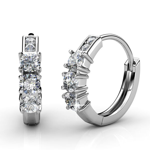 Brass 18k White Gold Plated Classic Earrings