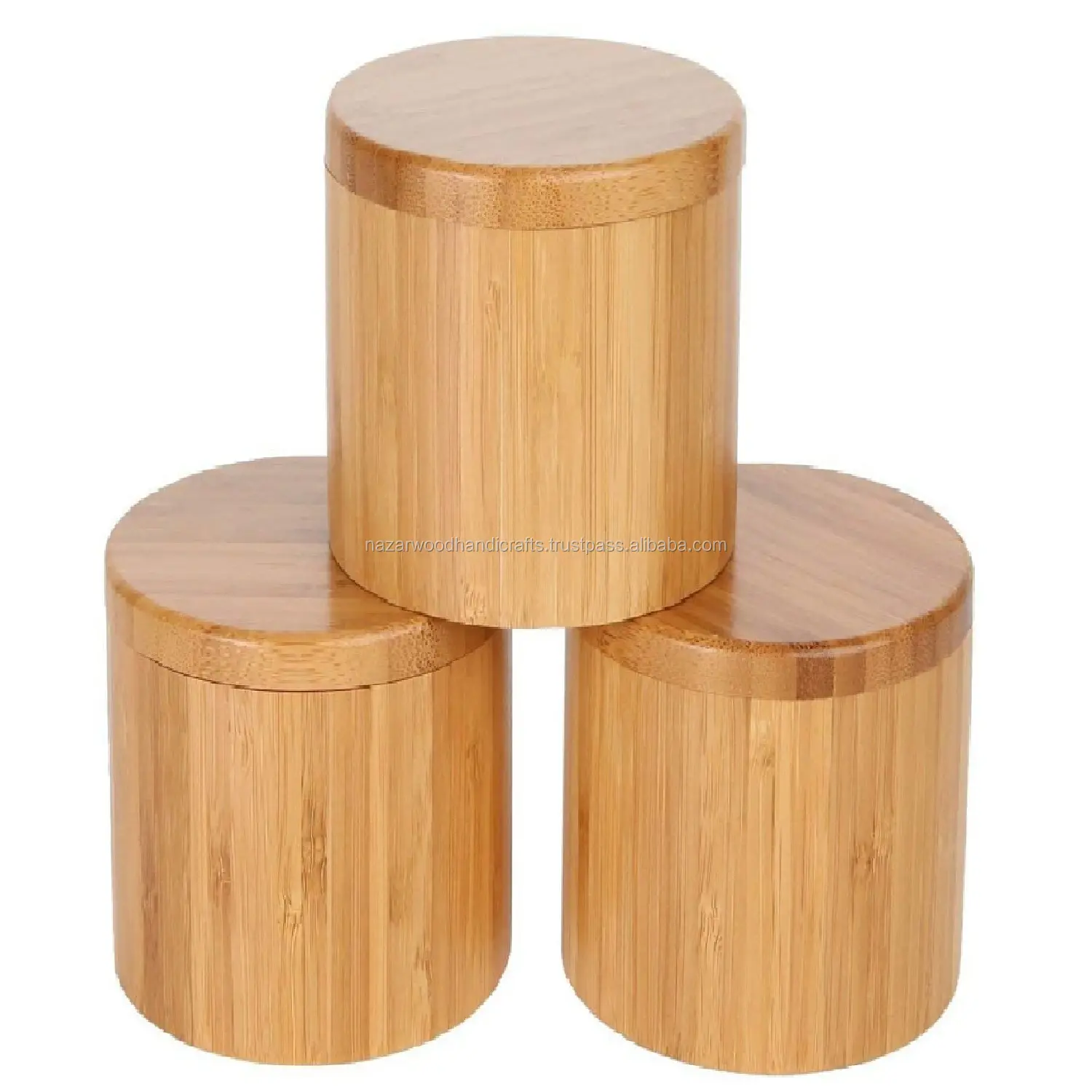 Caixa de madeira de tempero cozinha ferramenta de forma redonda três item