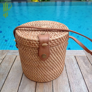 2021 Vietnam Factory Handmade Durable High Quality Round Bamboo Rattan Bag with Open Closure Hot Selling <b>Summer</b> <b>Handbag</b> - Product Image 2