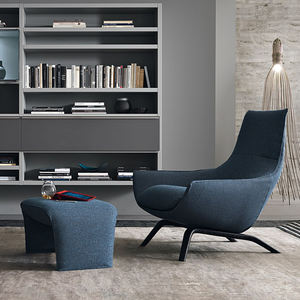 Silla de ocio gris oscuro elegante contemporánea hermosa curva diseño tapicería Base de Metal para sala de estar dormitorio Hotel - Product Image 5