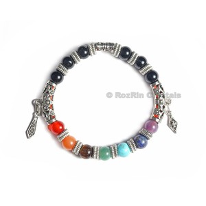 Compra Online de obsidiana negra con Chakra pulseras de Diseño: obsidiana negra con Chakra pulseras de diseño a la venta - Product Image 1