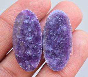 Cabochon de pierre précieuse violette, 1 paire de pierres précieuses, en lépidolite naturelle, pour boucles d'oreilles, piston ample, vente en gros - Product Image 6