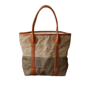 Sac fourre-tout en toile de mode extérieure personnalisé de qualité OEM avec deux poignées en cuir fermeture à glissière doublure en polyester - Product Image 1