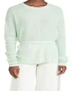 여성 스웨터 숙녀 라운드 넥 컬러 스트랩 크루 넥 긴 소매 2020 도매 겨울 풀오버 손 니트 긴 소매