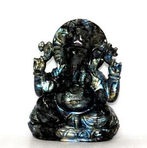 ร้อนขาย2022ซื้อ Ganesha ประติมากรรมลาบราดอไรต์มือแกะสลักรูปปั้น Piedras Naturales คริสตัลบำบัดหิน - Product Image 2