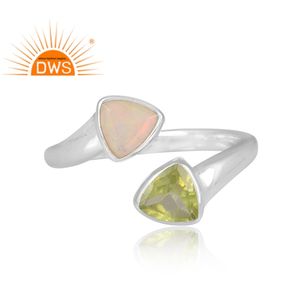 Bague empilable en argent sterling 2026 de qualité supérieure avec péridot naturel et opale d'Éthiopie pour femme - Fabricant de bijoux - Product Image 2