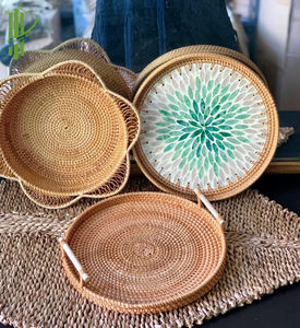 Plateau en rotin de taille personnalisée, 8 pièces, plateau de service, avec poignées décoration pour la maison - Product Image 6