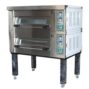 Restaurante de Pizza máquina de panadería equipo para hornear automática de doble cubierta horno con piedra 1 2 3 bandeja cubierta horno de Taiwán