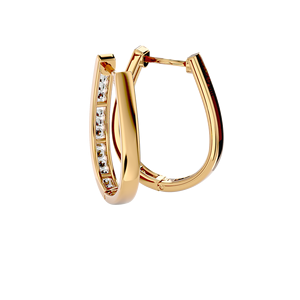 Pendientes de aro de oro de 14 quilates con diamantes naturales |   Aros Redondos de Diamantes Blancos para Mujer en Oro Amarillo, Blanco y Rosa |   Regalo de Joyería Fina de Lujo - Product Image 2