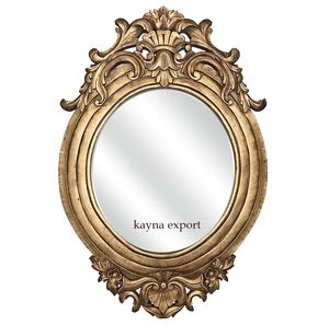 Espejo de pared de Metal decorativo decoración del hogar Oval montado en la pared restaurante y habitación de Hotel vestíbulo espejo de pared decoración con acabado dorado - Product Image 5